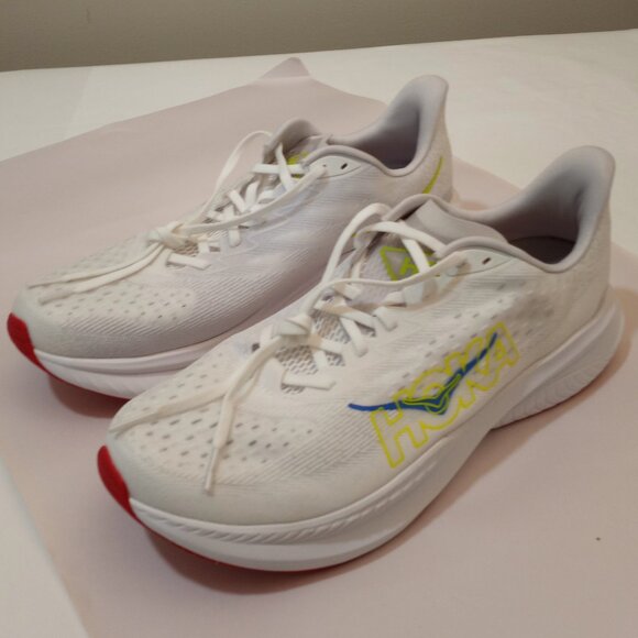 HOKA ONE ONE MACH 6 RUNNNG SHOE WHITE MEN SIZE 13 NEW - Picture 1 of 10